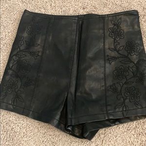 Black High-Waisted Leather Shorts